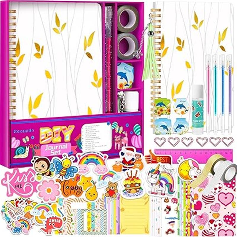 Gifts for Teen Girls 8 9 10 11 12 13 14 Year Old, DIY Journal Kit for Girls, Christmas Birthday Gifts for Teens, Stationery Set, DIY Journal Set, Journaling Art Crafts Kit, Scrapbook & Diary Supplies