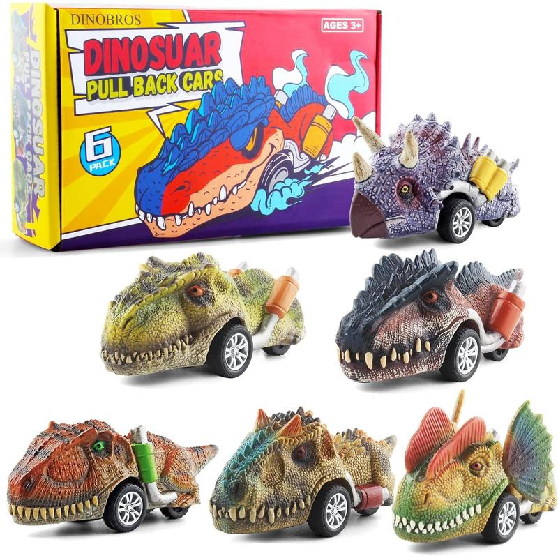 DINOBROS Dinosaur Toys for Kids 3-5, Pull Back Dinosaur Cars for 3 4 5 6 7 Year Old Boys Girls 6 Pack Dino Toys Gifts for Toddlers