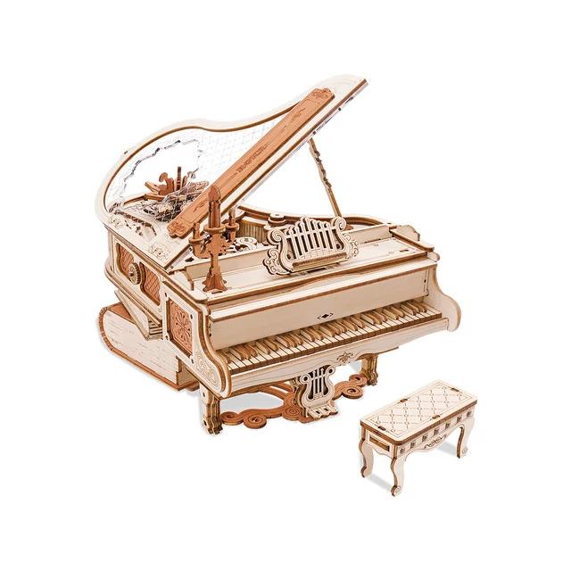 Robotime Rokr Magic Piano Mechanical Self-playing Music Box for Kids and Adults Building Block Kits Toys 3D Wooden Puzzle AMK81 wooden  puzzle