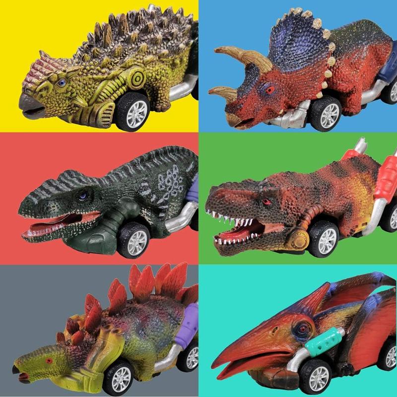 Dinosaur Toy Pull Back Cars,6 Pack Dino Toys for 3 Year Old Boys Girls,Boy Toys Age 3,4,5 and Up,Pull Back Toy Cars,Dinosaur Games with T-Rex