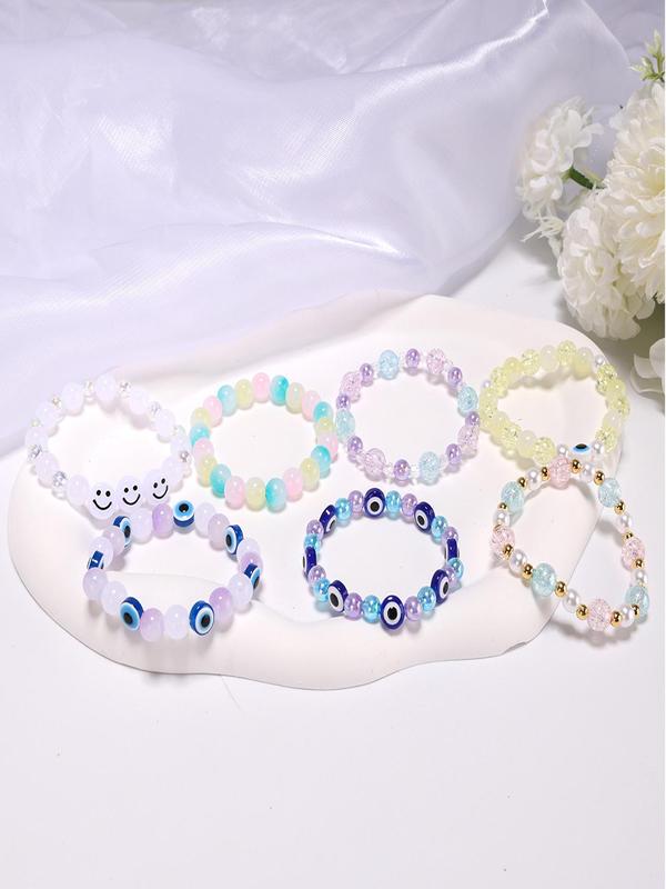 1 Box Smile Pattern Eye Design Beads for Jewelry Making, Diy Crafts Kit Bracelet Making Kit with String, for Beginners Diy Arts Crafts Birthday Gifts