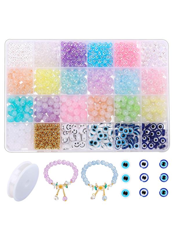 1 Box Smile Pattern Eye Design Beads for Jewelry Making, Diy Crafts Kit Bracelet Making Kit with String, for Beginners Diy Arts Crafts Birthday Gifts