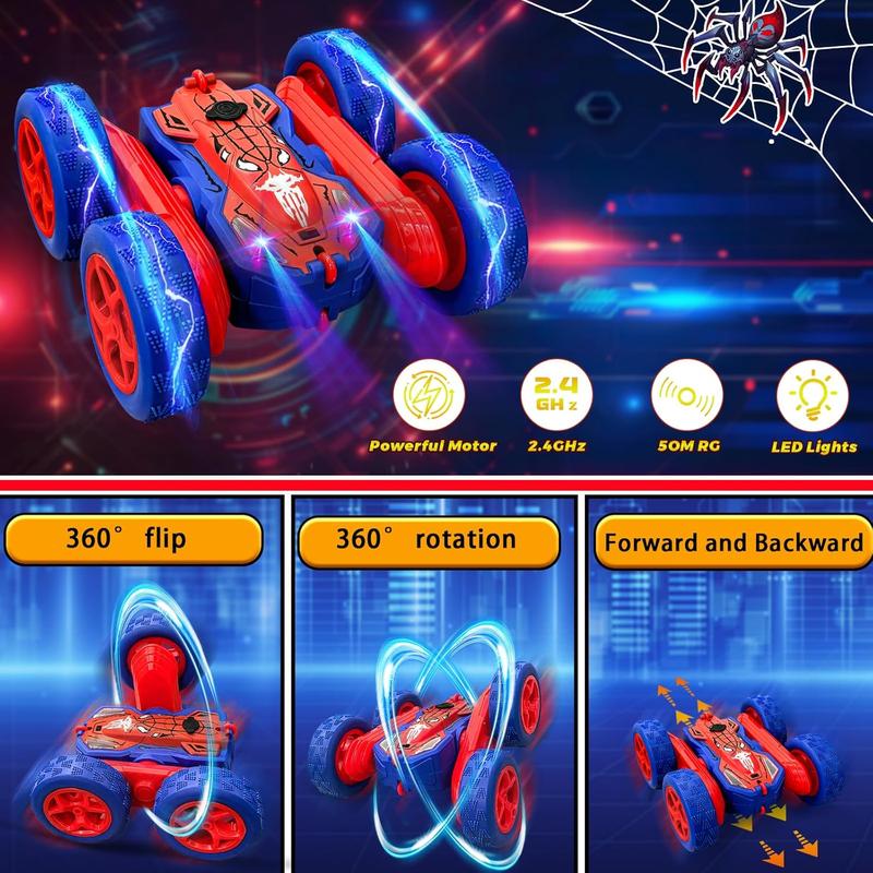 Spider Remote Control Car for Boys and Girls,360° Rotating RC Car Toy with Cool Spray Pattern,Cool Light Rechargeable 4WD Stunt Vehicle rc stunt