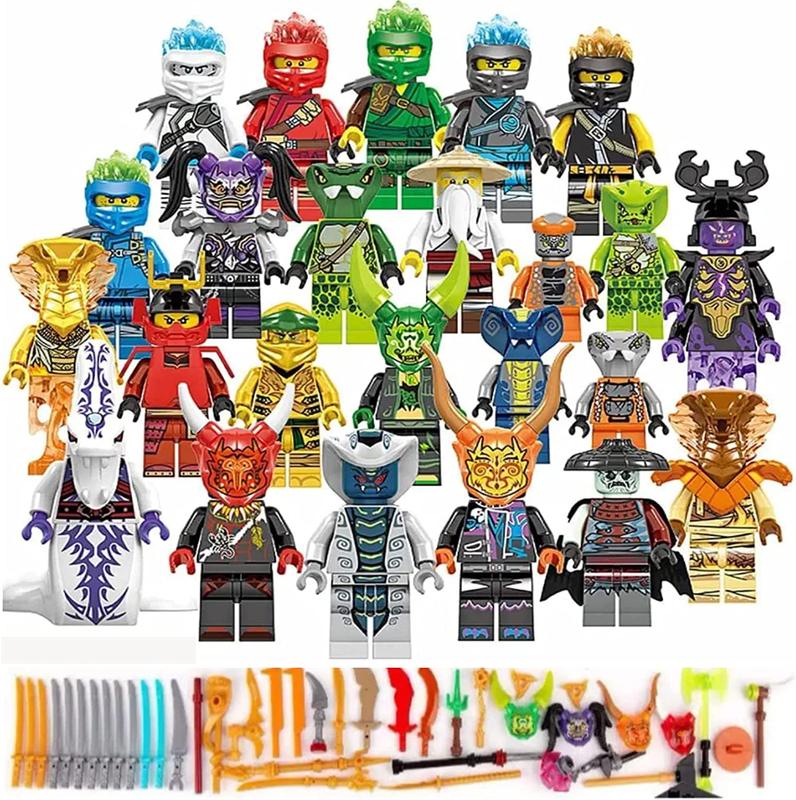 24 Pack Ninja Mini Action Figure Set - Ninjago Anime Movies Fans MiniCharacters Toys with Ninja Weapons