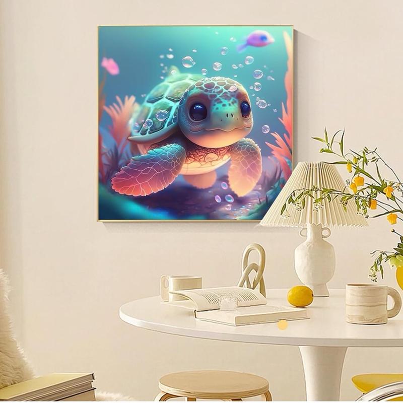 Sea Turtle Diamond Painting Kits for Adults - Cute Sea Turtle Diamond Art Kits for Adults, DIY 5D Diamond Painting with Round Gem Art Kits for Adults for Gift Home Wall Decor 12x12 inch