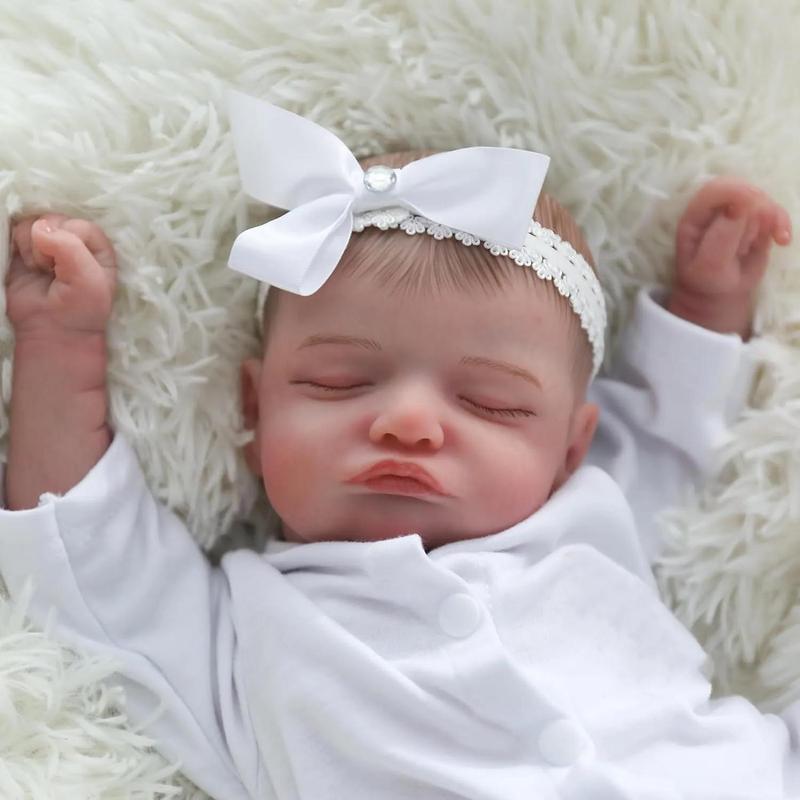 19inch 48cm Reborn Baby Doll - Soft Silicone Body, Realistic Blood Vessels, Cloth Body, 3D-Paint Skin Art, Lifelike Handmade Newborn Bebe, Ideal Birthday Toy, Halloween, and Christmas Gift