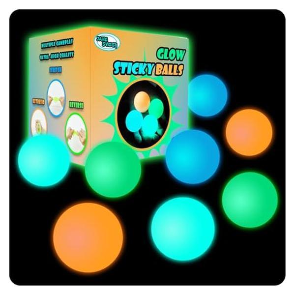 Glow in The Dark Sticky Balls,Stress Balls for Kids and Adults, Ceiling Balls,Dream Balls,Fidget Toys,Sensory Toys,Autism& ADHD Toys,Easter Basket Stuffers,Gifts for Adults and Kids(8Pcs)