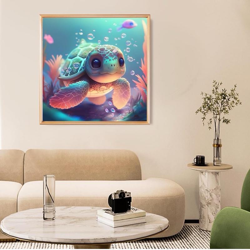 Sea Turtle Diamond Painting Kits for Adults - Cute Sea Turtle Diamond Art Kits for Adults, DIY 5D Diamond Painting with Round Gem Art Kits for Adults for Gift Home Wall Decor 12x12 inch