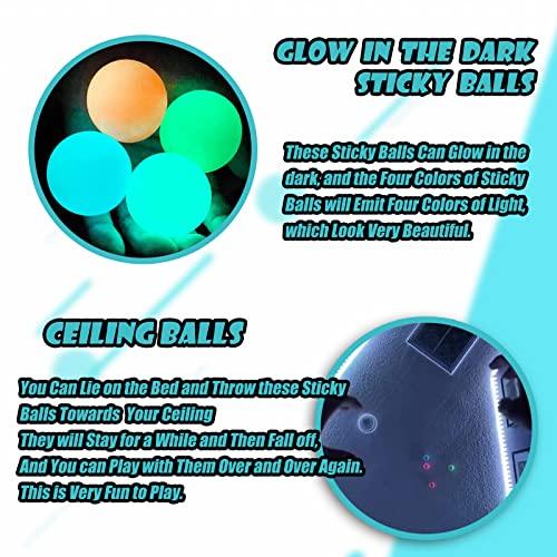 Glow in The Dark Sticky Balls,Stress Balls for Kids and Adults, Ceiling Balls,Dream Balls,Fidget Toys,Sensory Toys,Autism& ADHD Toys,Easter Basket Stuffers,Gifts for Adults and Kids(8Pcs)