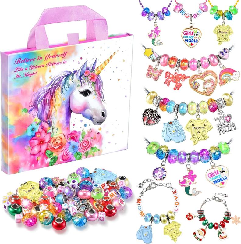 Girls Charm Bracelet Making Kit - Unicorn  Supplies Make Set DIY Art Craft Set Charm Bracelets Kits Creative Birthday Gifts for   6 7 8 9 10 11 12 Year Old Girl Little  Girl Toys