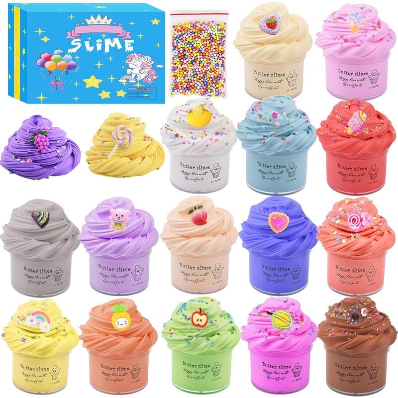 Butter Slime Kit 15 Pack, for Girls and Boys Scented Slime, DIY Surprise Slime Making Kit, Kids Party Favors Slime Putty Toys, Birthday Gifts, Educational Toy