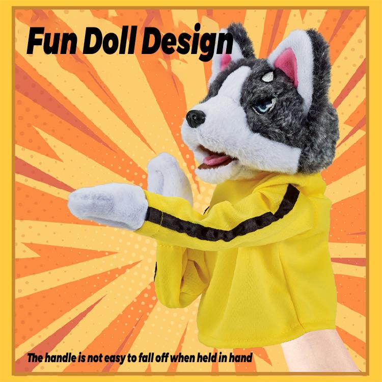 Chinese Kung Fu Dog & Husky Interactive Toy - 2024 New Boxing & Tricky Hand Puppet Action, Plush Stuffed Husky with Kung Fu Gloves - Perfect Children's Game & Gift Idea