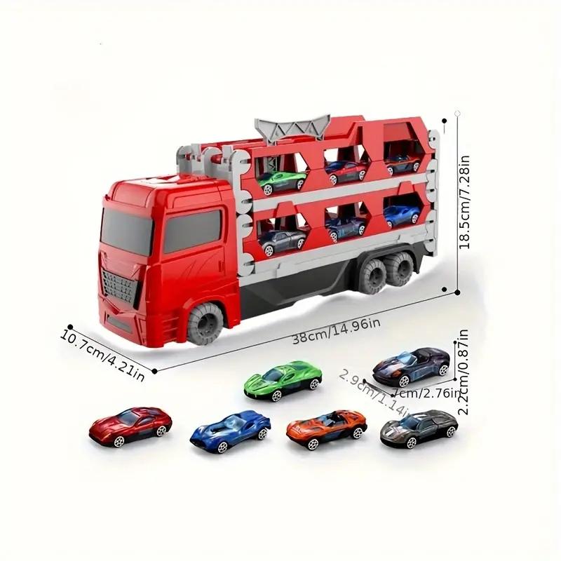 Cool Folding Toy Truck with Ejection Track and 6 Cars for Kids, Perfect Birthday or Holiday Gift for Boys and Girls Over 4 Years Old