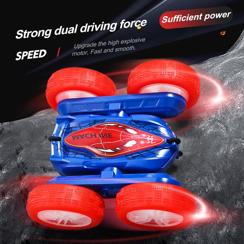 Spider Remote Control Car for Boys and Girls,360° Rotating RC Car Toy with Cool Spray Pattern,Cool Light Rechargeable 4WD Stunt Vehicle rc stunt