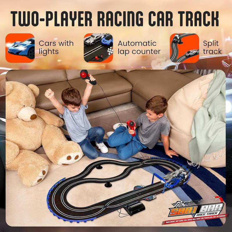 Slot Car Race Tracks Sets - Slot Cars, Race Tracks & Accessories Electric Race Car Track, Dual Electric Race Track for Girls & Boys Age 5 Years+