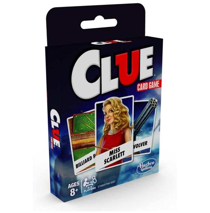 Hasbro Gaming Clue Card Game,3-4 Player Strategy Game,Travel Games,Christmas Stocking Stuffers for Kids Ages 8 and Up