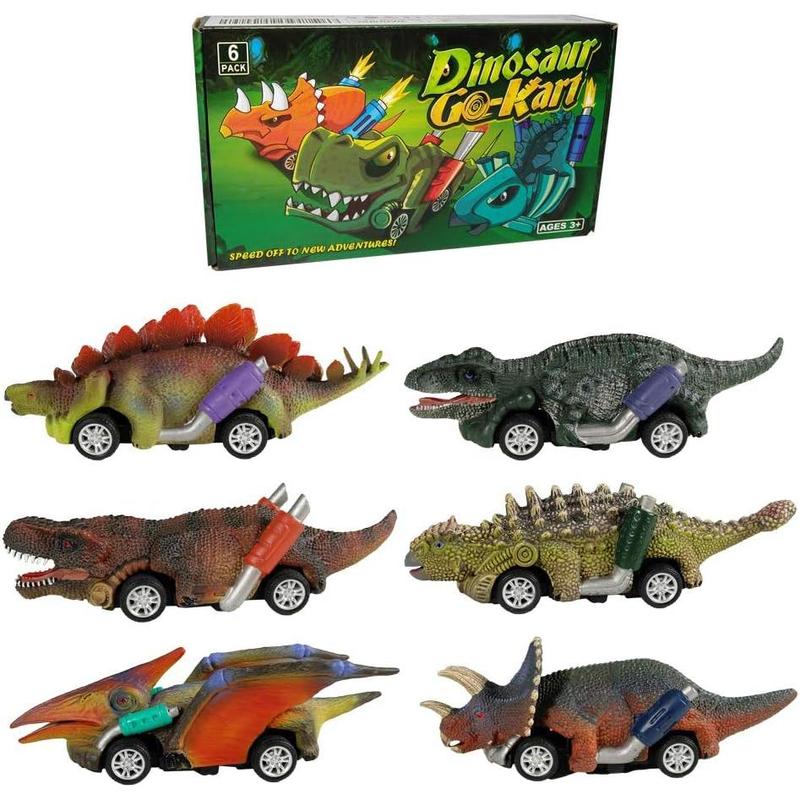 Dinosaur Toy Pull Back Cars,6 Pack Dino Toys for 3 Year Old Boys Girls,Boy Toys Age 3,4,5 and Up,Pull Back Toy Cars,Dinosaur Games with T-Rex