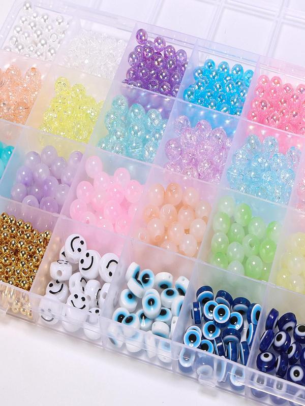 1 Box Smile Pattern Eye Design Beads for Jewelry Making, Diy Crafts Kit Bracelet Making Kit with String, for Beginners Diy Arts Crafts Birthday Gifts