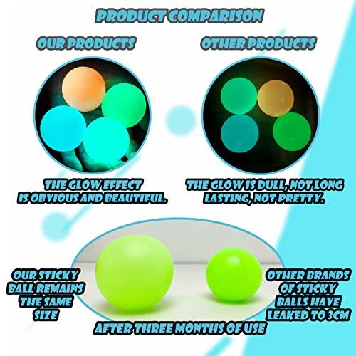 Glow in The Dark Sticky Balls,Stress Balls for Kids and Adults, Ceiling Balls,Dream Balls,Fidget Toys,Sensory Toys,Autism& ADHD Toys,Easter Basket Stuffers,Gifts for Adults and Kids(8Pcs)