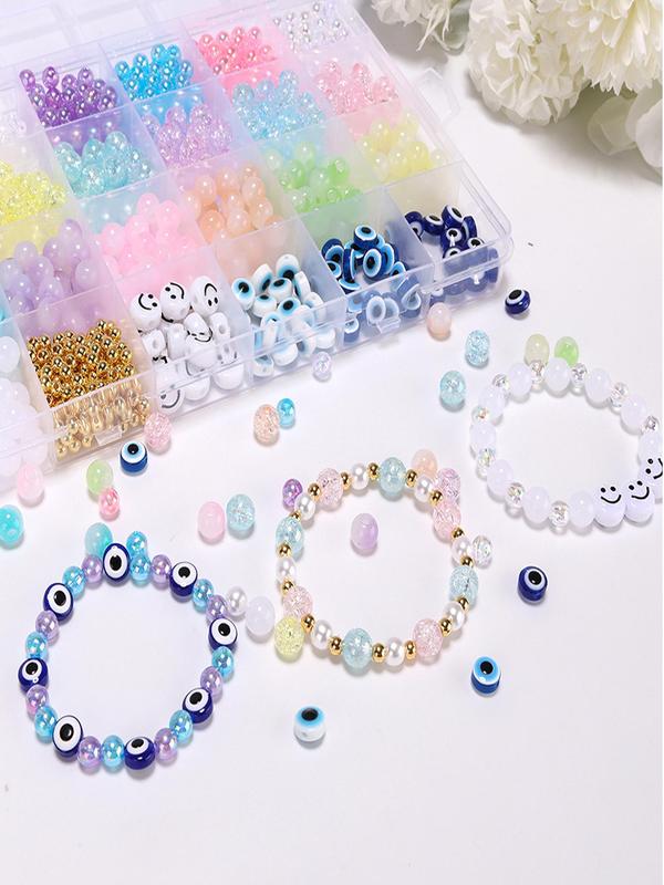 1 Box Smile Pattern Eye Design Beads for Jewelry Making, Diy Crafts Kit Bracelet Making Kit with String, for Beginners Diy Arts Crafts Birthday Gifts