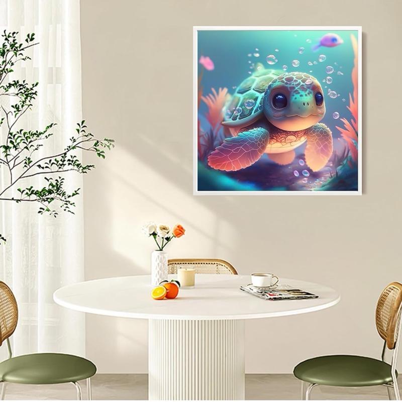 Sea Turtle Diamond Painting Kits for Adults - Cute Sea Turtle Diamond Art Kits for Adults, DIY 5D Diamond Painting with Round Gem Art Kits for Adults for Gift Home Wall Decor 12x12 inch