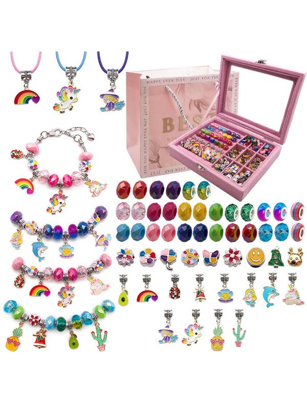 Mixed Color Beads Making Kit, Cute Colorful Beads & Accessories with Storage Box, Diy Jewelry Making Supplies for Bracelet & Necklace