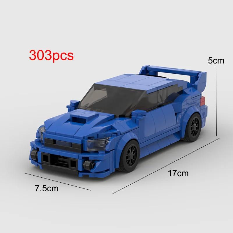 MOC Subaru WRX STI 303pcs racing sports car Vehicle Speed Champion Racer Building Blocks Brick Creative Garage Toys for Boys