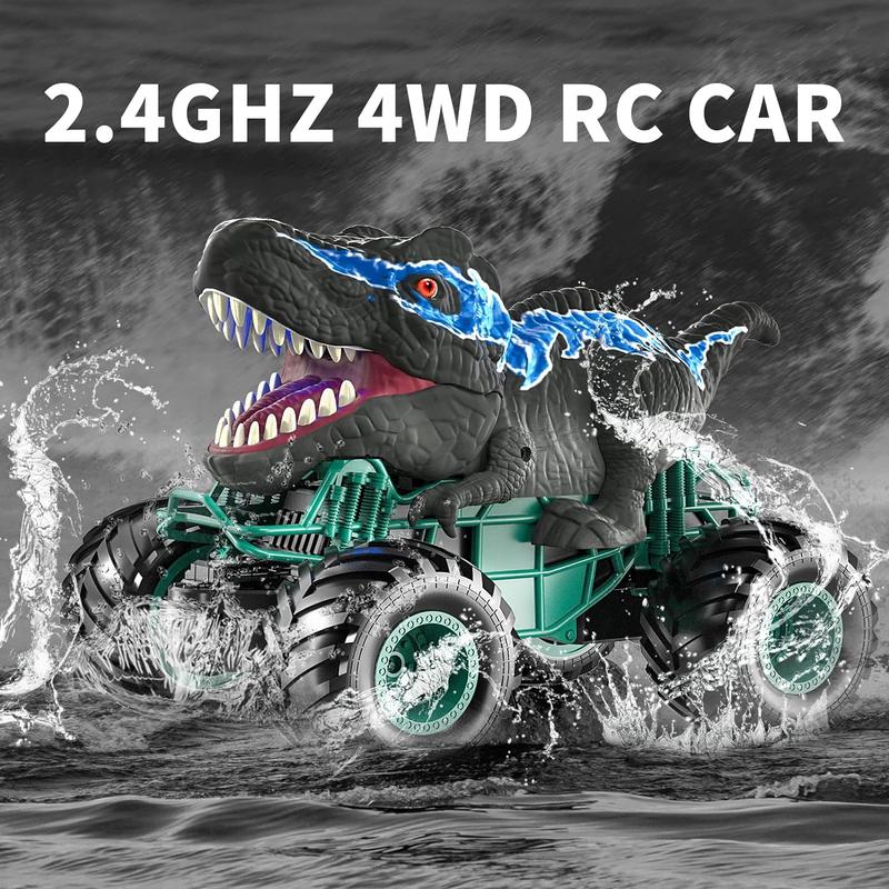 Remote Control Dinosaur Car, 2.4Ghz RC Dinosaur Truck Toys, Electric Hobby RC Car Toys with Light & Sound Spray