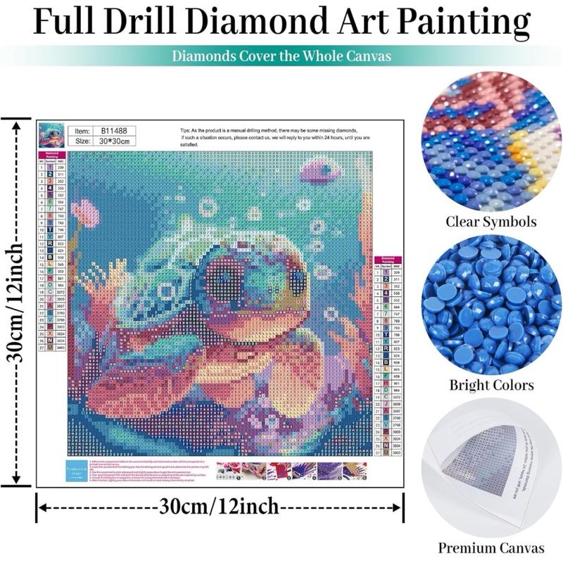 Sea Turtle Diamond Painting Kits for Adults - Cute Sea Turtle Diamond Art Kits for Adults, DIY 5D Diamond Painting with Round Gem Art Kits for Adults for Gift Home Wall Decor 12x12 inch