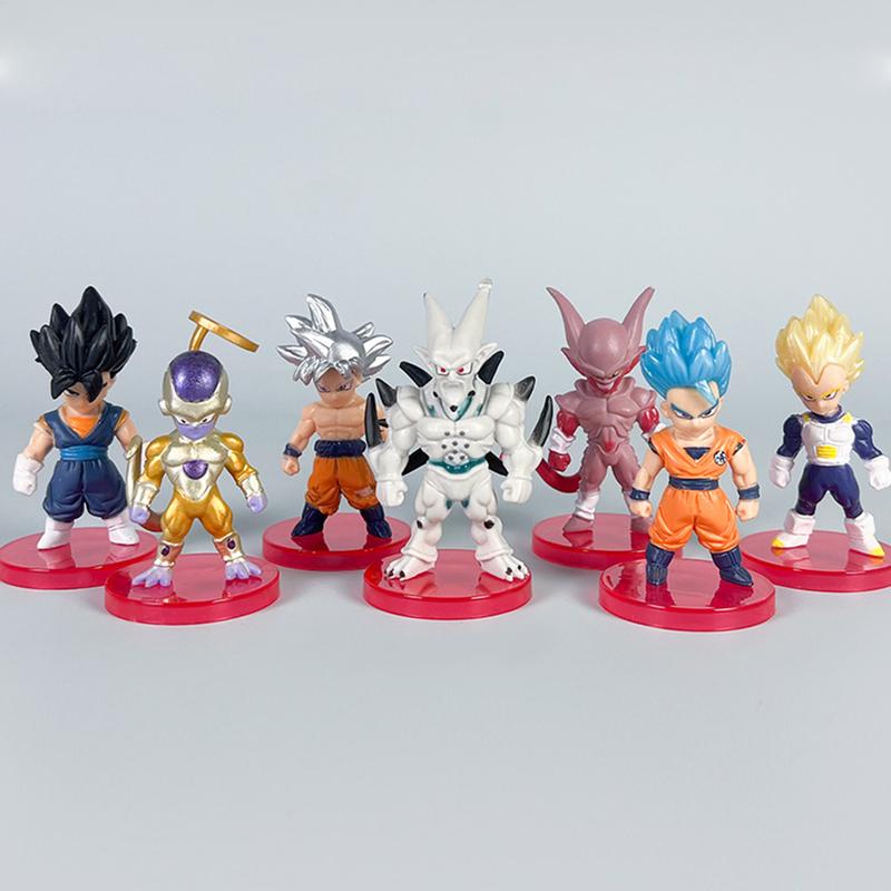 3inch Dragon Goku Gohan Statues Set, Anime Theme Cute Ornaments of Frieza Cell, Cartoon Vegeta Cake Toppers Desk Decorations