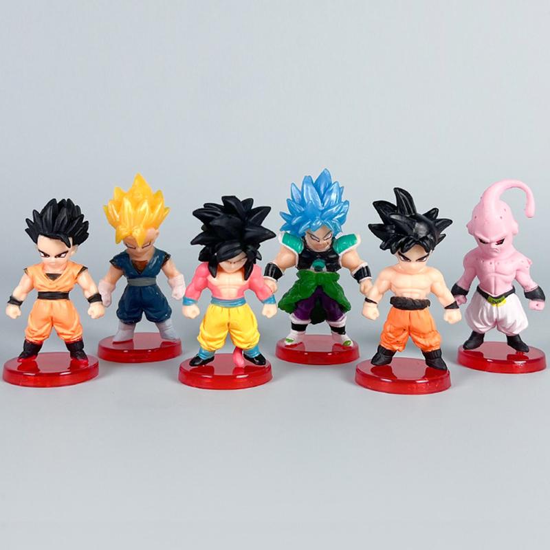 3inch Dragon Goku Gohan Statues Set, Anime Theme Cute Ornaments of Frieza Cell, Cartoon Vegeta Cake Toppers Desk Decorations