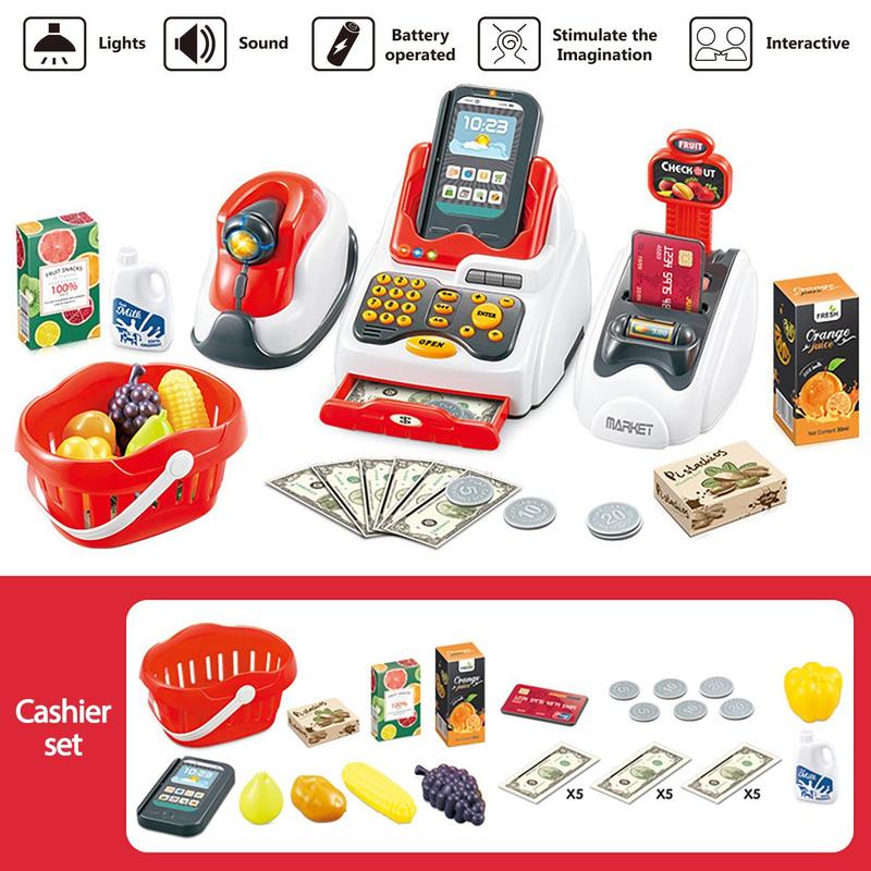 Cash Register Toy, 1 Box Pretend Play Cash Register Toy, Simulation Cash Register Toy, Pretend Play Toy for Kids