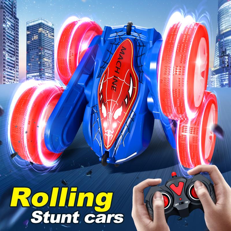 Spider Remote Control Car for Boys and Girls,360° Rotating RC Car Toy with Cool Spray Pattern,Cool Light Rechargeable 4WD Stunt Vehicle rc stunt