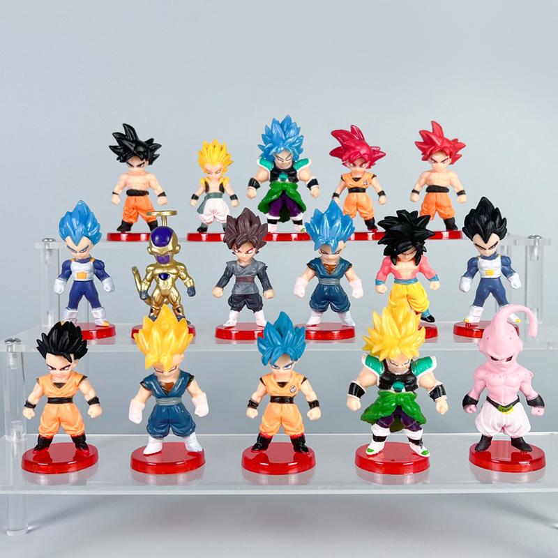 3inch Dragon Goku Gohan Statues Set, Anime Theme Cute Ornaments of Frieza Cell, Cartoon Vegeta Cake Toppers Desk Decorations