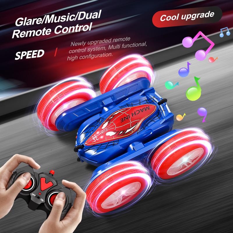 Spider Remote Control Car for Boys and Girls,360° Rotating RC Car Toy with Cool Spray Pattern,Cool Light Rechargeable 4WD Stunt Vehicle rc stunt