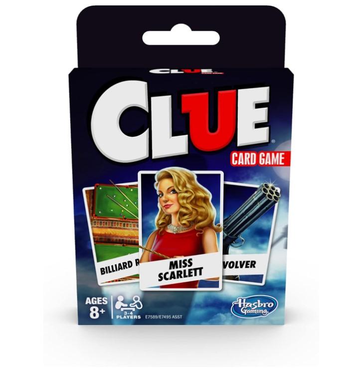 Hasbro Gaming Clue Card Game,3-4 Player Strategy Game,Travel Games,Christmas Stocking Stuffers for Kids Ages 8 and Up