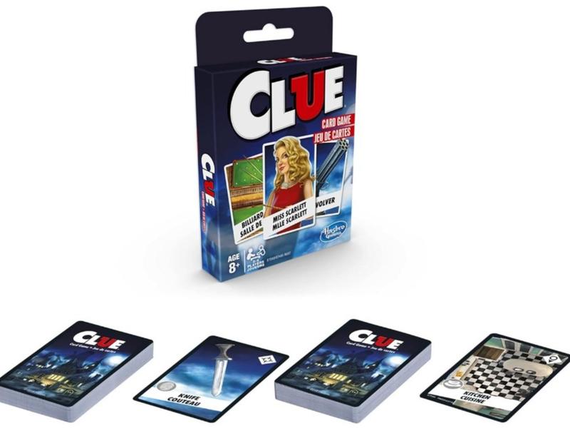 Hasbro Gaming Clue Card Game,3-4 Player Strategy Game,Travel Games,Christmas Stocking Stuffers for Kids Ages 8 and Up