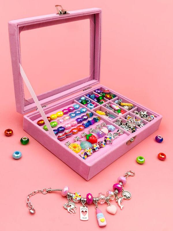 Mixed Color Beads Making Kit, Cute Colorful Beads & Accessories with Storage Box, Diy Jewelry Making Supplies for Bracelet & Necklace