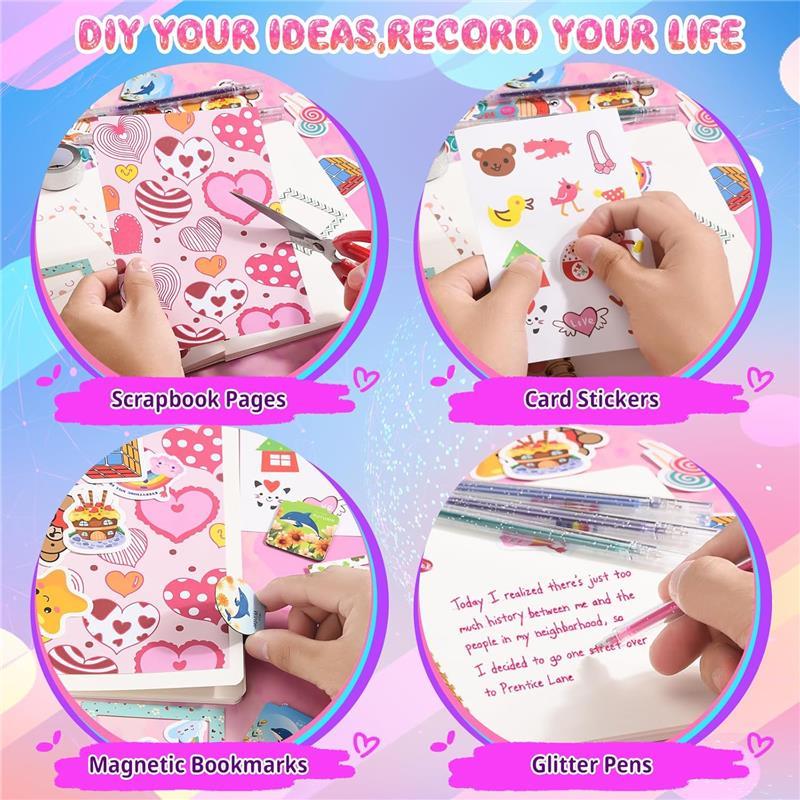 Gifts for Teen Girls 8 9 10 11 12 13 14 Year Old, DIY Journal Kit for Girls, Christmas Birthday Gifts for Teens, Stationery Set, DIY Journal Set, Journaling Art Crafts Kit, Scrapbook & Diary Supplies