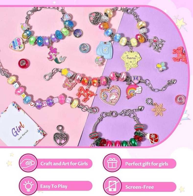 Girls Charm Bracelet Making Kit - Unicorn  Supplies Make Set DIY Art Craft Set Charm Bracelets Kits Creative Birthday Gifts for   6 7 8 9 10 11 12 Year Old Girl Little  Girl Toys