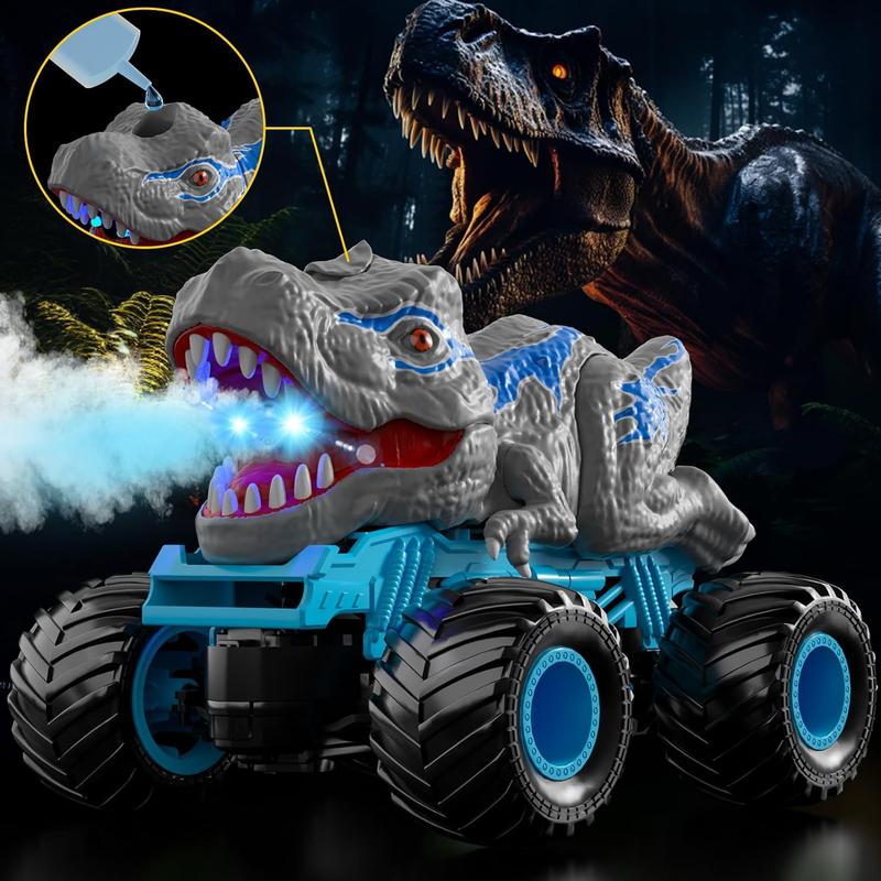 Remote Control Dinosaur Car, 2.4Ghz RC Dinosaur Truck Toys, Electric Hobby RC Car Toys with Light & Sound Spray