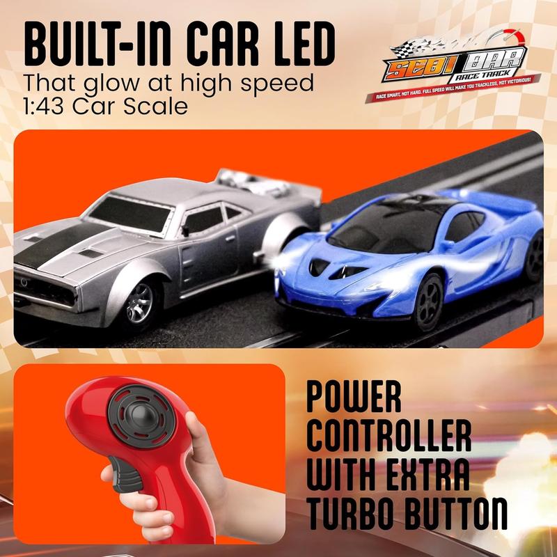 Slot Car Race Tracks Sets - Slot Cars, Race Tracks & Accessories Electric Race Car Track, Dual Electric Race Track for Girls & Boys Age 5 Years+