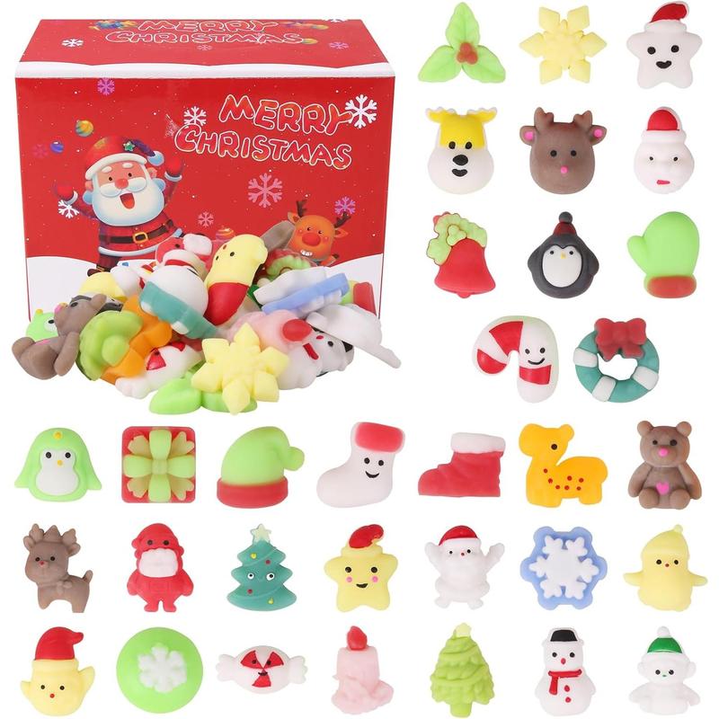 32pcs Christmas Mochi Squishy Toys,Slow Rising Soft Squishies Toy,Stress Relief Toys,Party Favors Bulk for Kids,Squishy Goodie Bag Gifts,Christmas Treat Bag Classroom Prizes for Kids