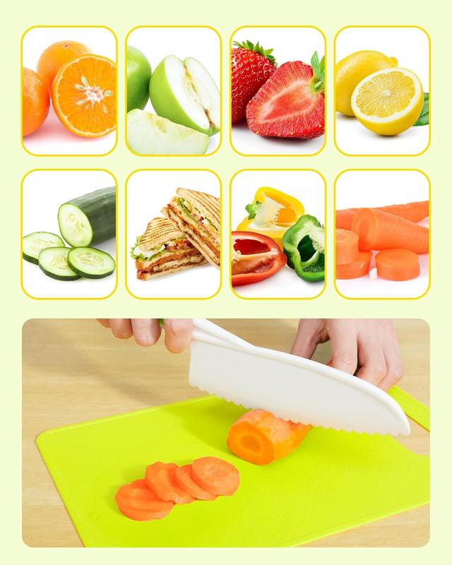 Kids Knife Set, 5 Pcs Montessori Kitchen Tools for Toddlers' Real Cooking, Kids Safe Kitchen Cooking, Baking Set Cutting Vegetable, Fruit Gift