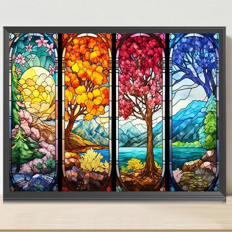 Tree Pattern DIY Diamond Arts Colorful Painting Kit without Frame, DIY Decorative Art Picture, Wall Art Decor for Home Living Room Bedroom