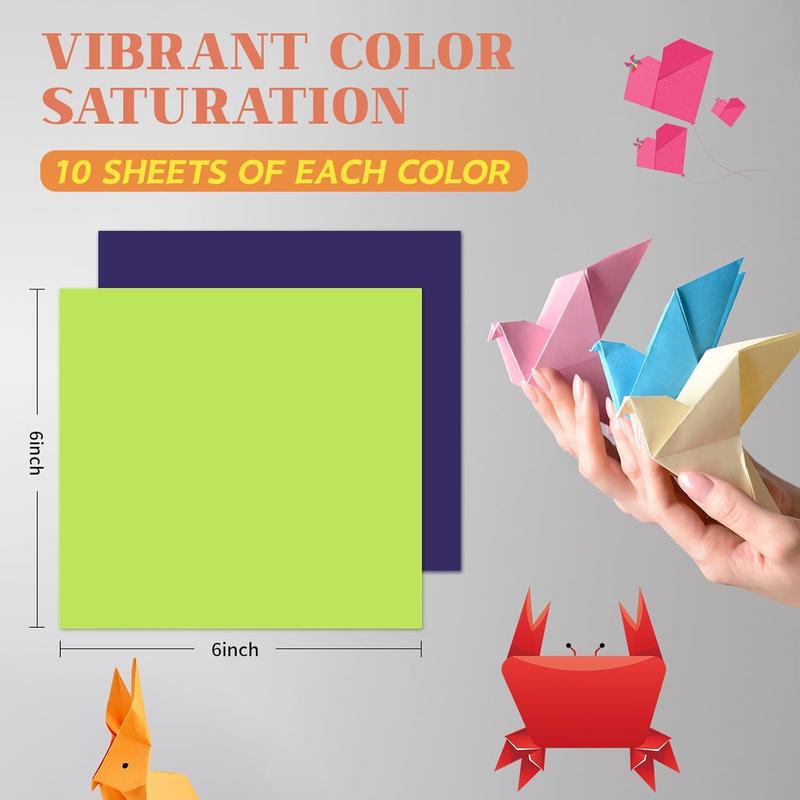 Origami Paper Double Sided Color 200 Sheets,6x6 inch Origami Paper 20 Colors,Origami Paper kit for  Ages 5-8 8-12,Colored Paper Kit Gifts for Beginners (Colorful)