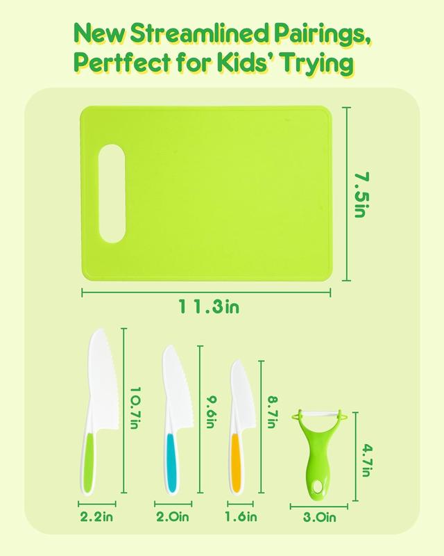 Kids Knife Set, 5 Pcs Montessori Kitchen Tools for Toddlers' Real Cooking, Kids Safe Kitchen Cooking, Baking Set Cutting Vegetable, Fruit Gift