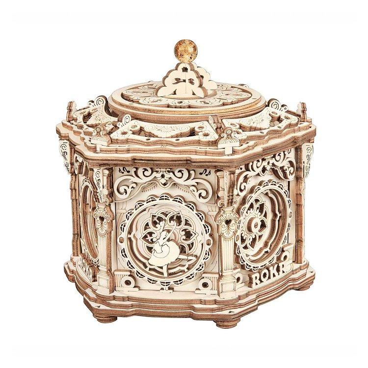 ROKR 3D Wooden Puzzles Music Box (Secret Garden) - Model Kits for Adults Spinning Musical Jewelry Box Vintage Keepsakes Storage, Gifts for Teens Woman Man