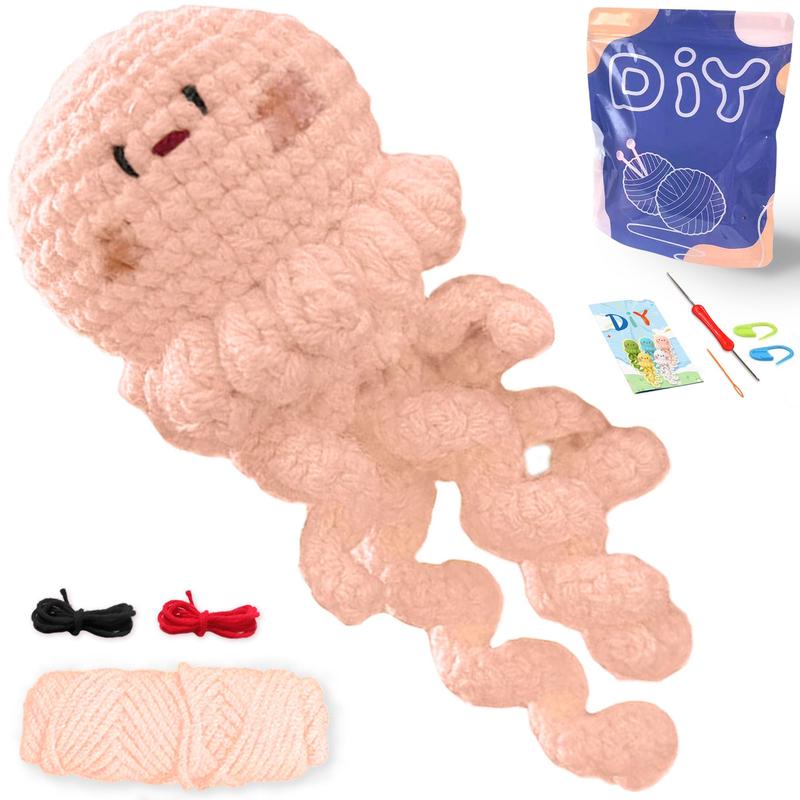 Jellyfish Crochet Material Package, Cute Crochet Stuffed Animal Kit, Crochet Kits Gift for Beginners, Easter Essentials