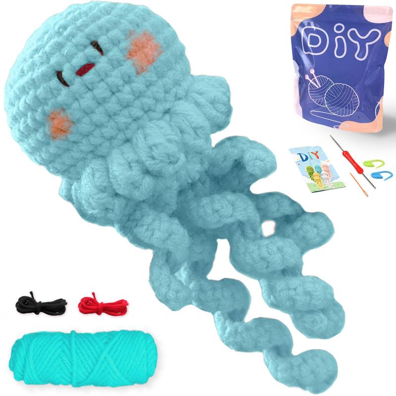 Jellyfish Crochet Material Package, Cute Crochet Stuffed Animal Kit, Crochet Kits Gift for Beginners, Easter Essentials